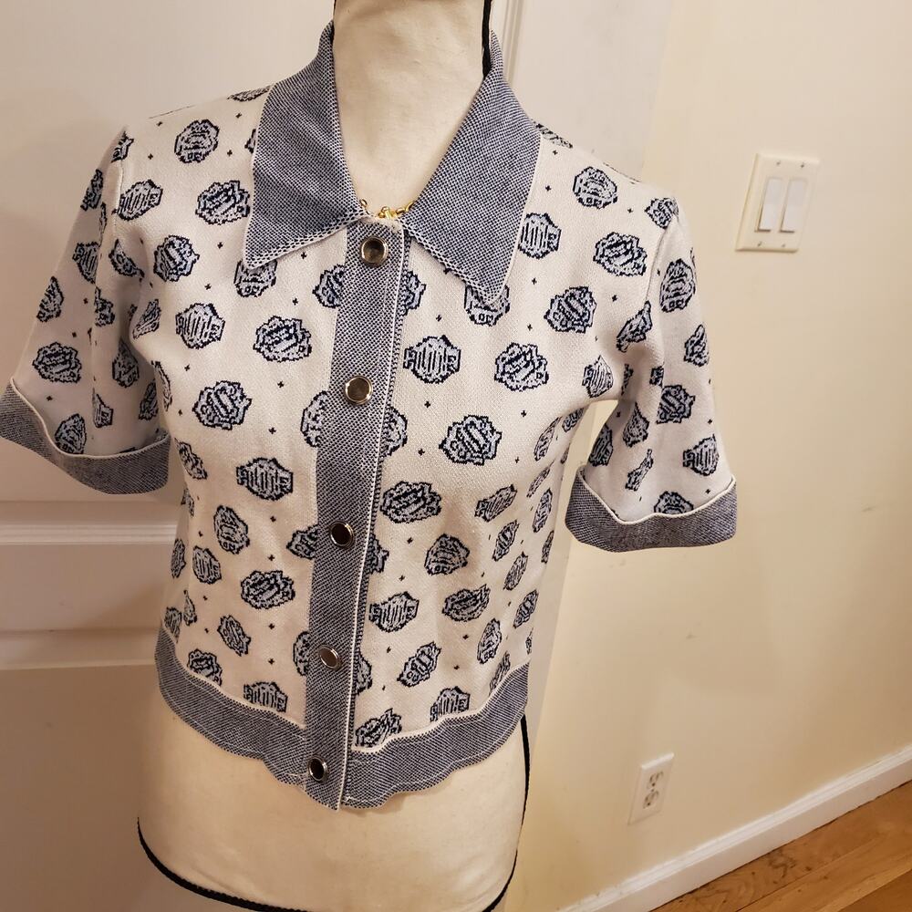 Maje monogram short sleeve cardigan size T1 (approx 2-4)